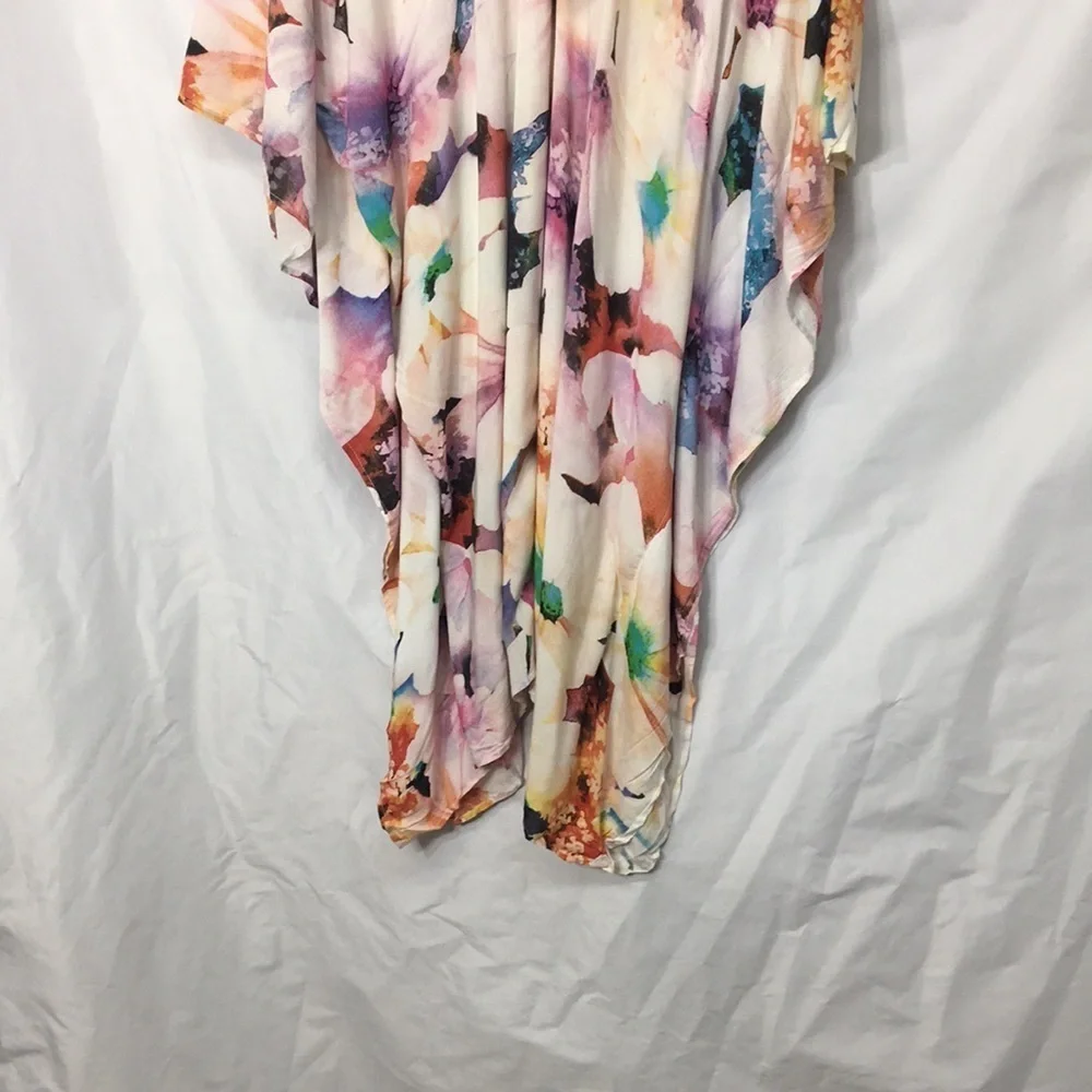 LJC Designs Women Floral High Low Beach Cover Up Size M Like-New Condition